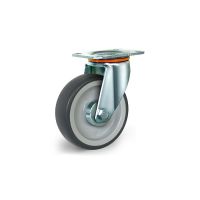 Lenkrolle mit Rollenlager für Rollbehälter, PP und Gummi, 100mm Durchmesser