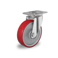 Lenkrolle mit Kugellager für Rollbehälter, PA und PU-Kunststoff, 125mm Durchmesser