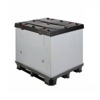 Palettenbox aus Kunststoff, faltbar, 3 anklickbare Kufen, 1220x1020x1180mm