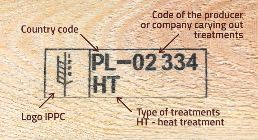 Markierte Holzpalette mit IPPC-Zertifikat
